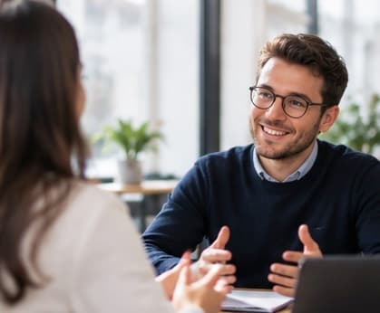 Un entretien détendu autour d'une table